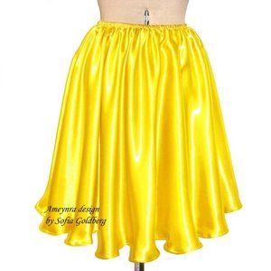 Yellow Satin Mini Skirt, Size S, New, cute